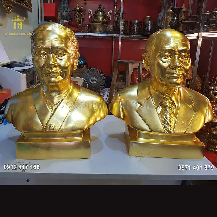 Tượng Đồng Truyền Thần Cụ Ông Cụ Bà Bán Thân Dát Vàng 9999